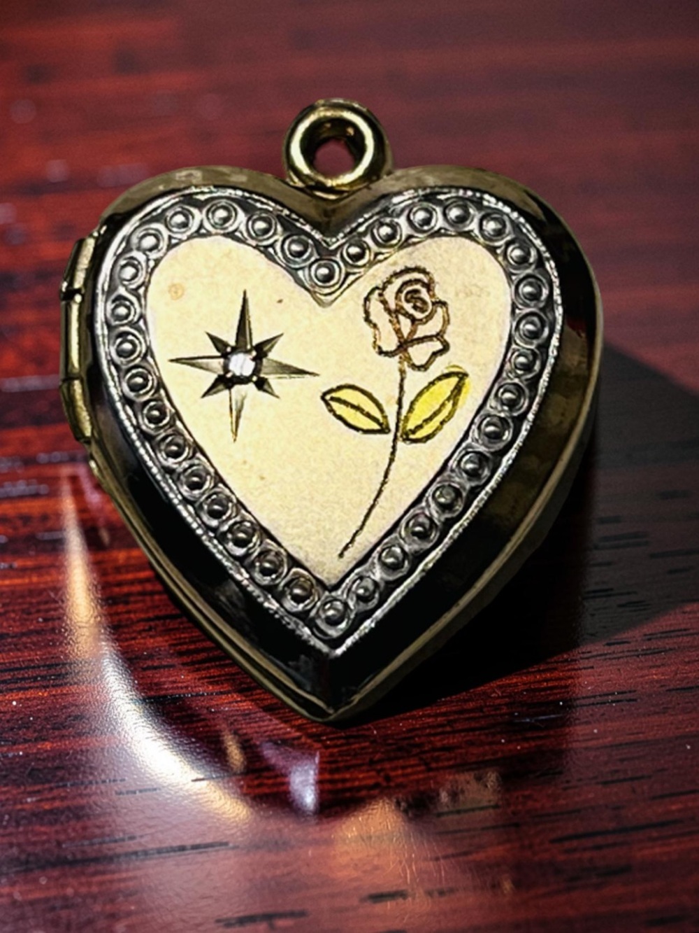 Heart-Shaped Gold Locket with Gem Accents